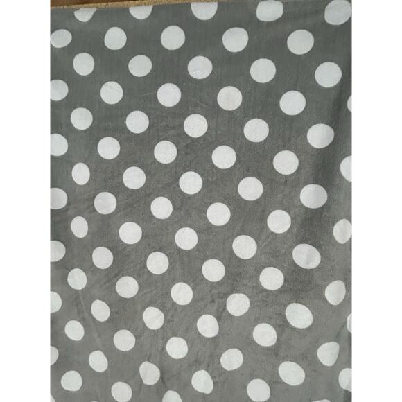 Garanimals Gray White Polka Dots Aqua Blue Sherpa Baby Blanket - Picture 5 of 6